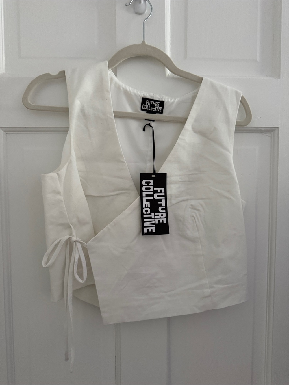 NWT Future Collective White Wrap Camisole with Side Tie